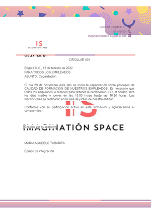 Circular interna invitando a una capacitación de servicio al cliente -  Sociales - Studocu