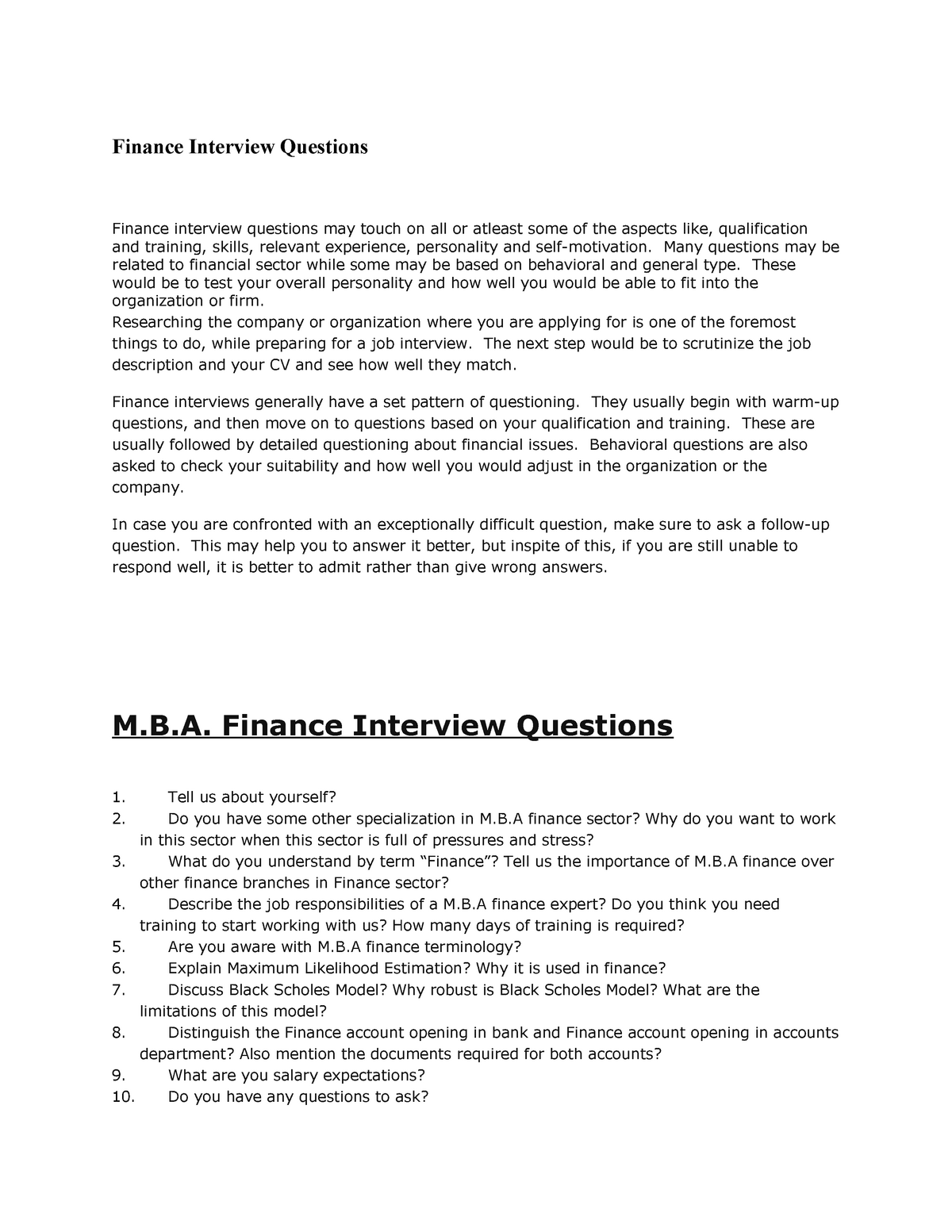 Finance Interview Questions Finance Interview Questions Finance   Thumb 1200 1553 