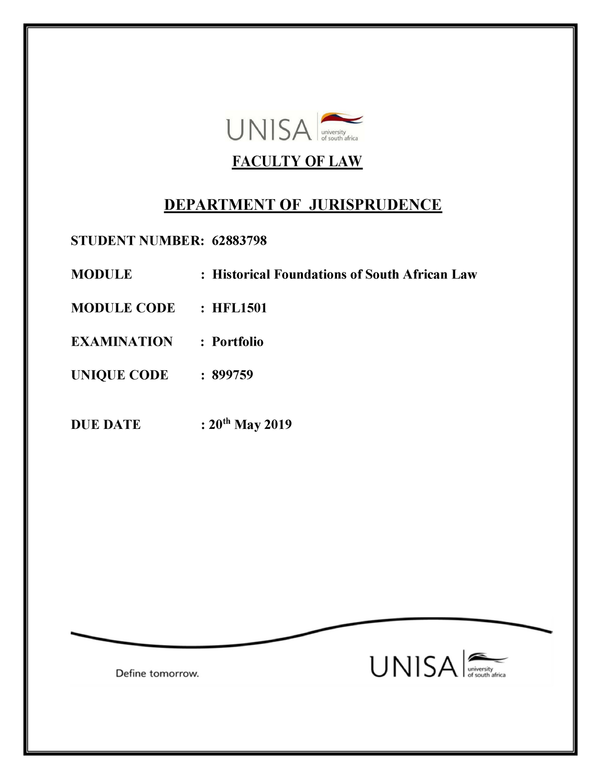 unisa assignment cover page 2023