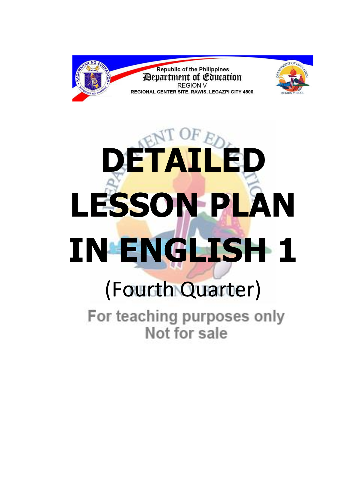 Eng Detailed Lesson Plan DETAILED LESSON PLAN IN ENGLISH 1 Fourth 