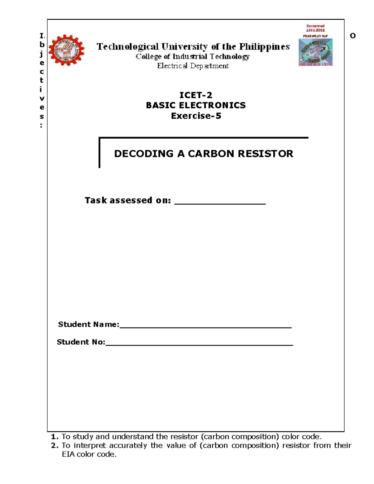 Exercises5 Multimeter practice reading and exercise testing of