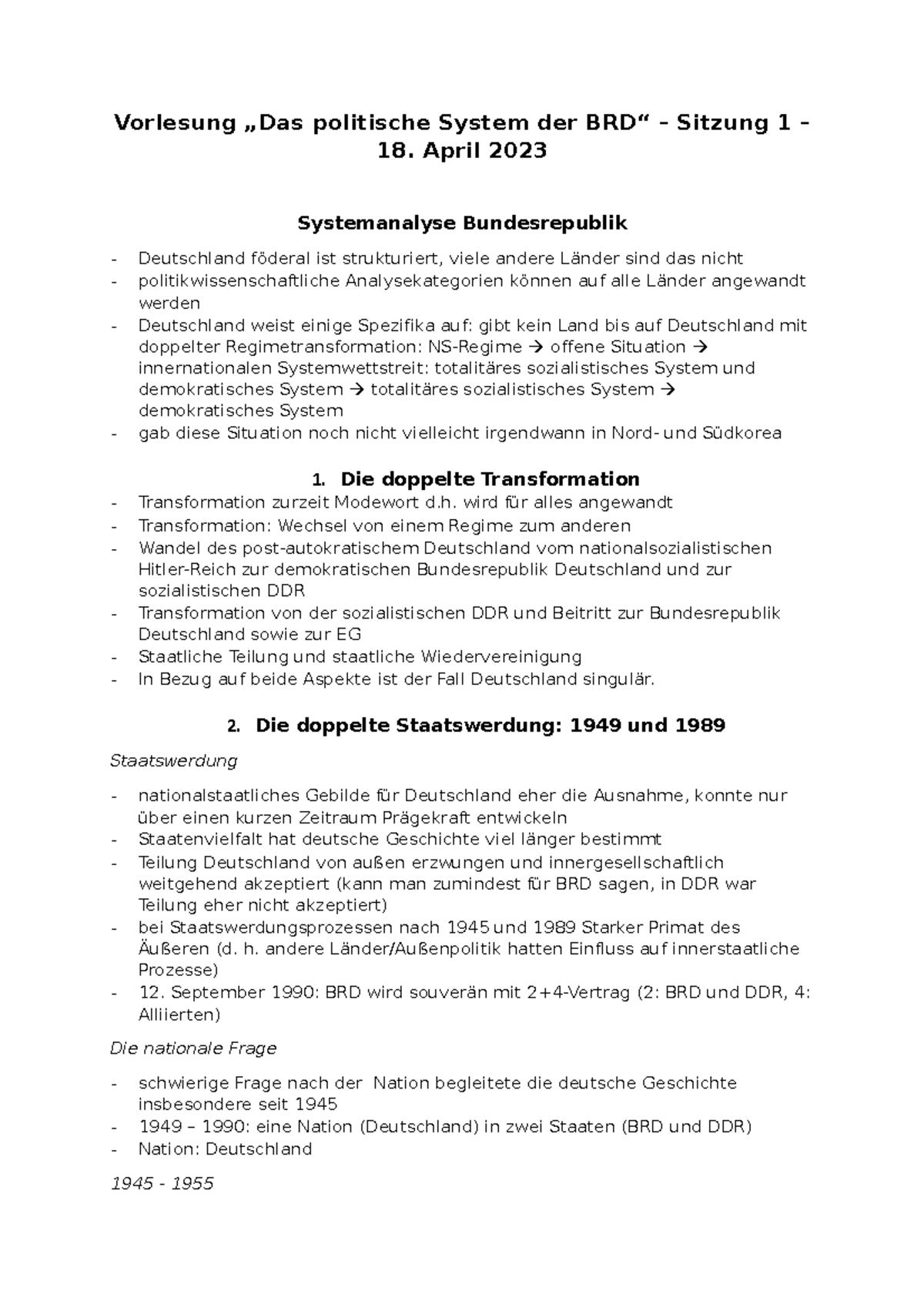 Formale Systeme Tu Dresden Sitzung 1 Mitschriften - Großes Aufbaumodul Politische Systeme - TU