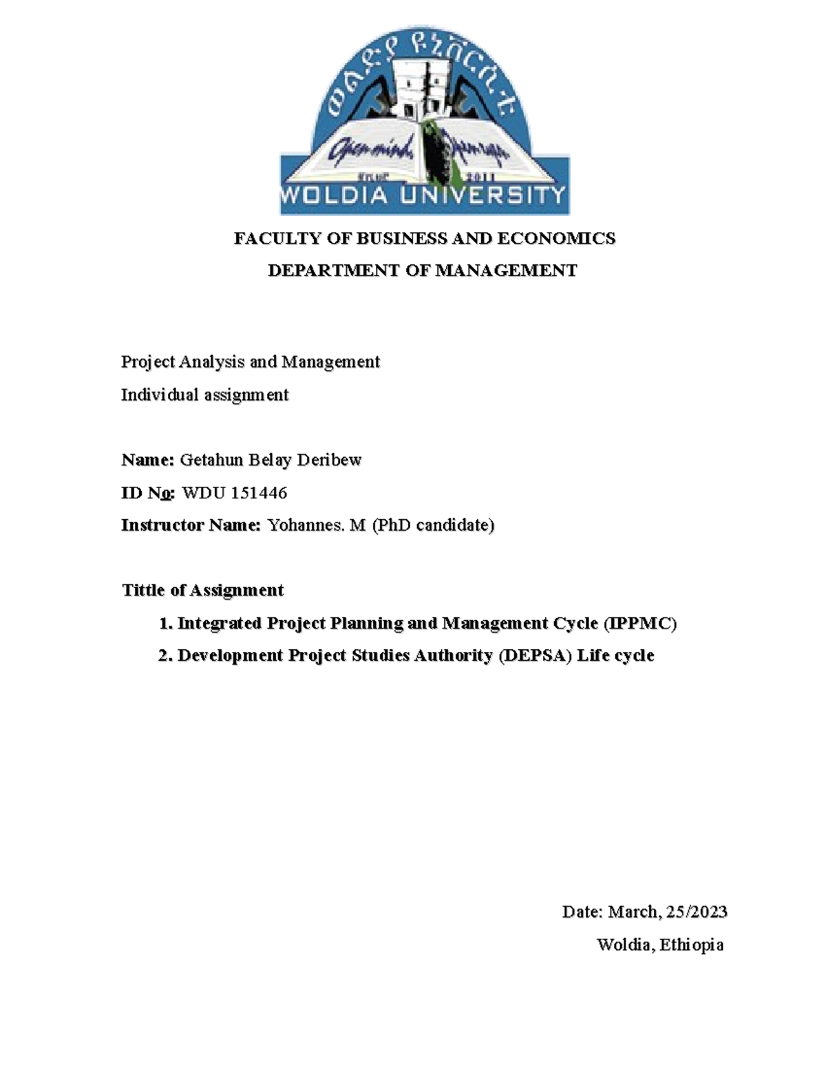 Project Mg Mt Asignment - FACULTY OF BUSINESS AND ECONOMICSFACULTY OF ...