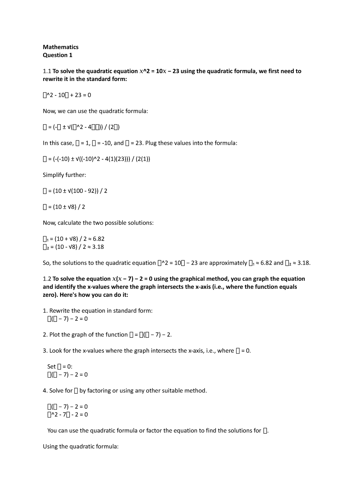 Mathematics 512 - Assignment - MathematicsQuestion 1 1 it in the ...