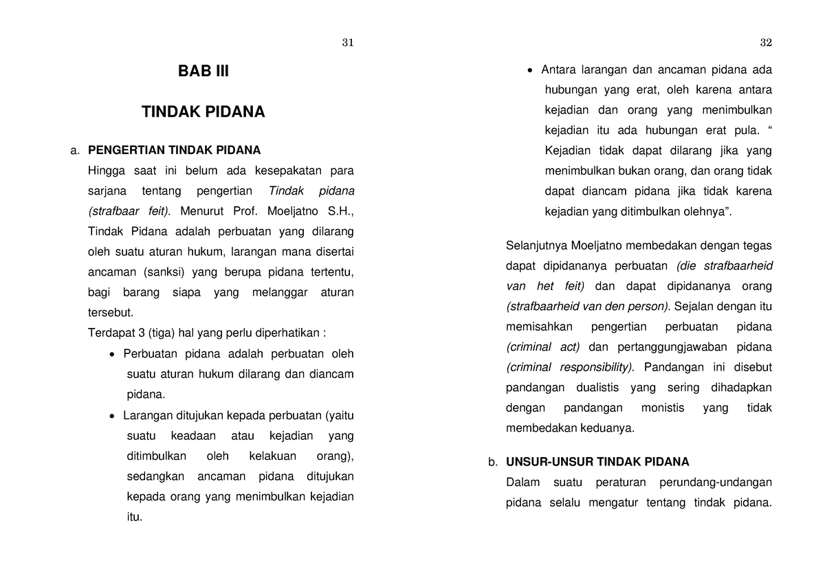 Asas Asas Hukum Pidana EBook-16 - 31 BAB III TINDAK PIDANA A ...