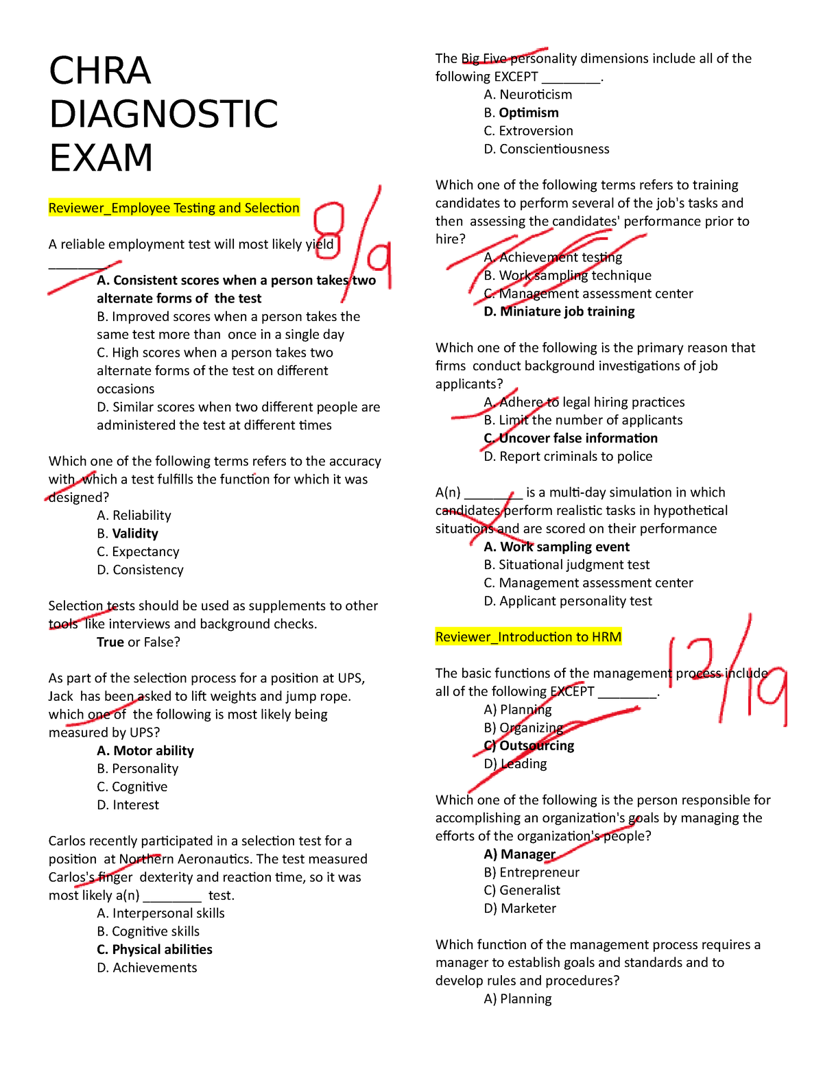 chra-diagnostic-exam-chra-diagnostic-exam-reviewer-employee-testing