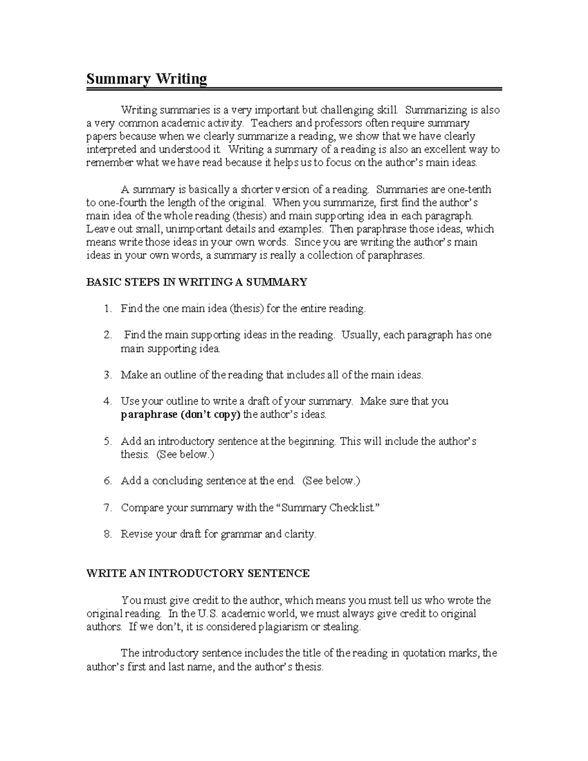 Summary Writing - Notes - Summary Writing Writing summaries is a very ...