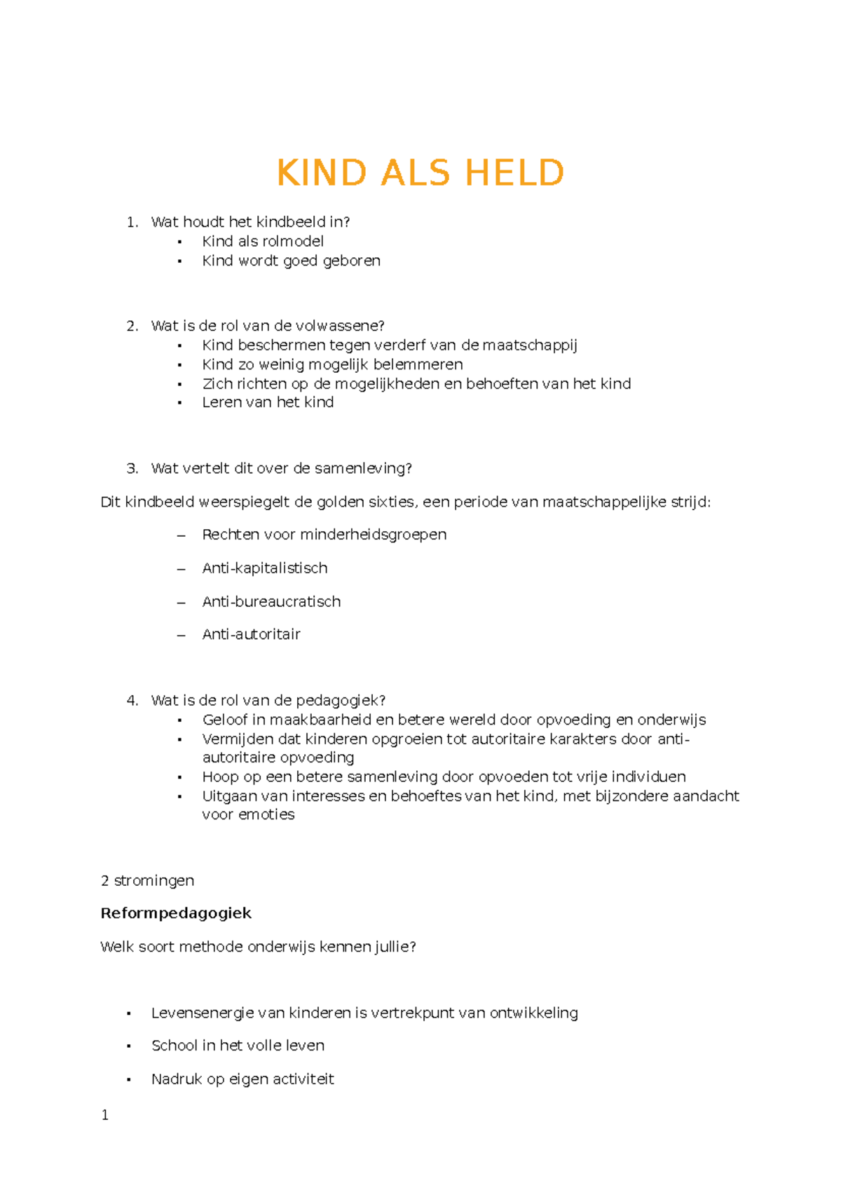 Kind als held - Powerpoint - KIND ALS HELD Wat houdt het kindbeeld in ...