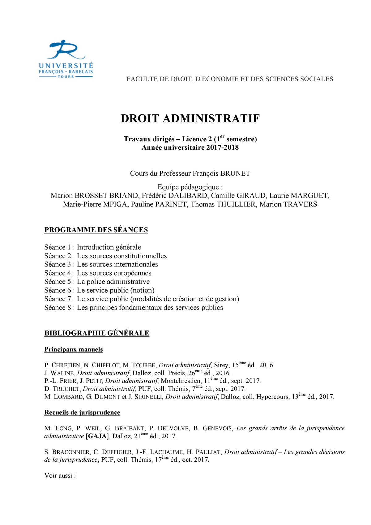 Fascicule Td Da 2017 2018 2 Droit Administratif Studocu - 