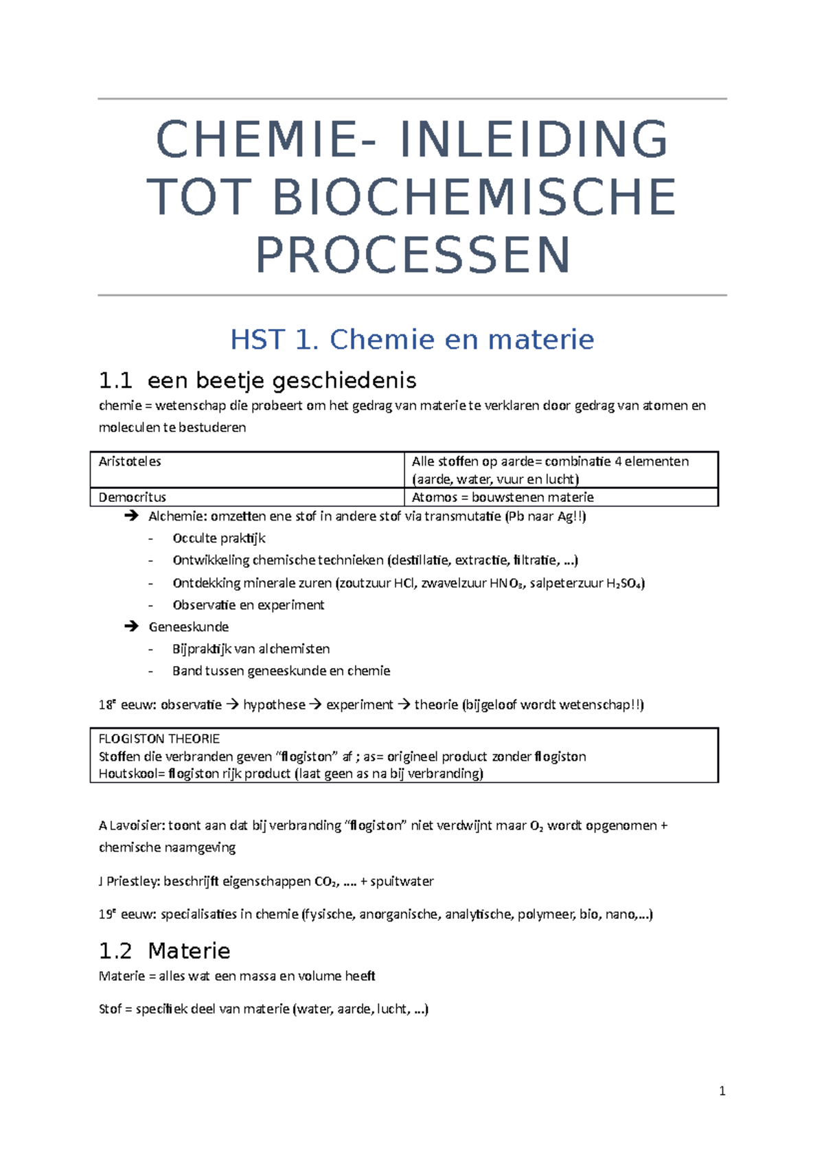 Samenvatting Chemie - CHEMIE- INLEIDING TOT BIOCHEMISCHE PROCESSEN HST ...