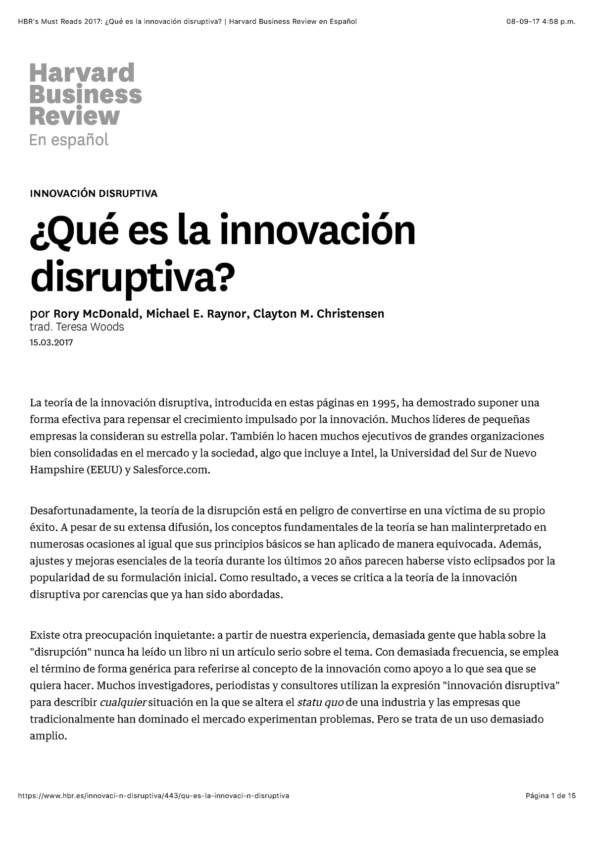 HBS Lectura Innovacion Disruptiva - Iva/443/qu-es-la-innovaci-n ...