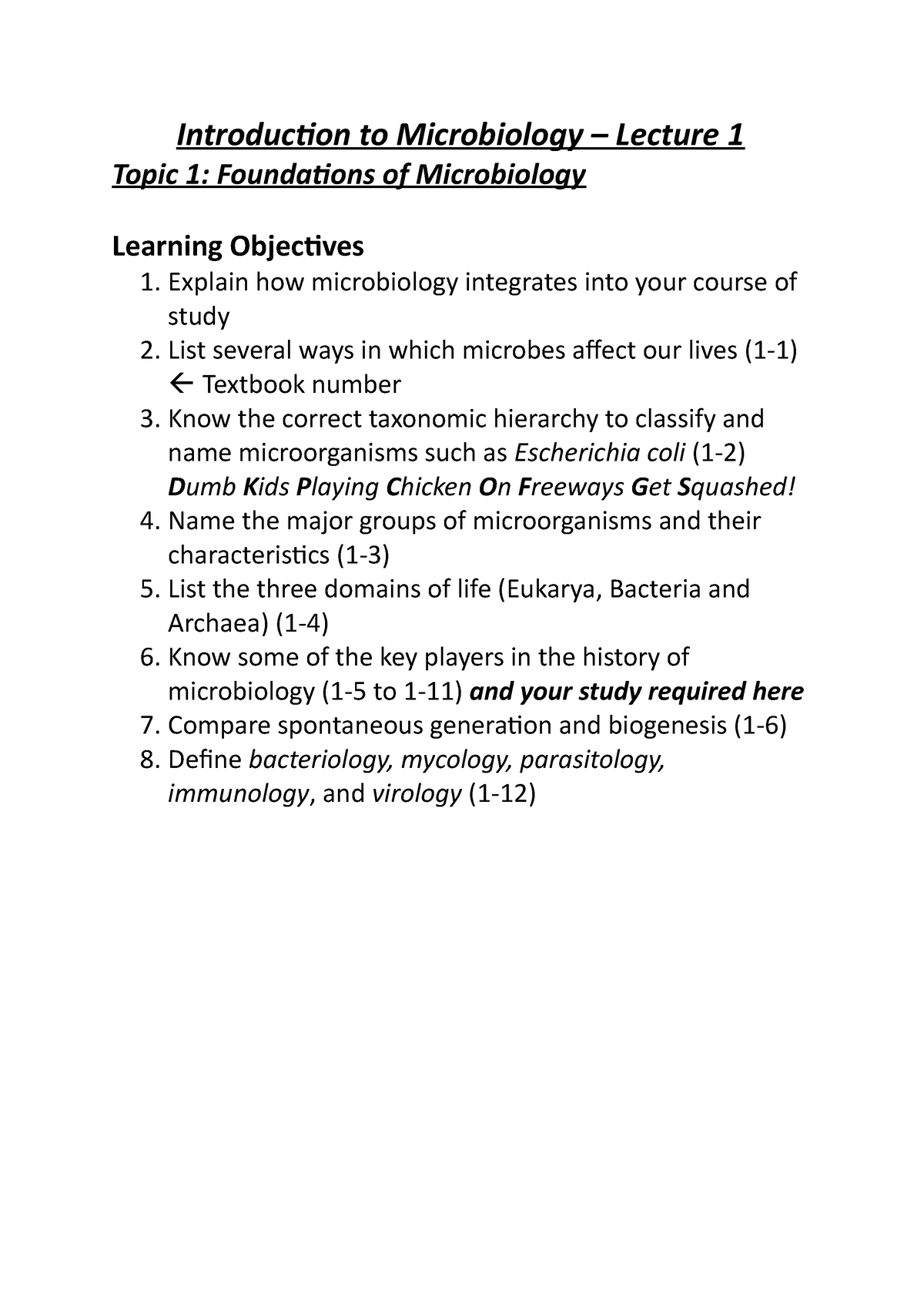 Introduction To Microbiology Lecture 1 Explain How Microbiology Integrates Into Your Course 3888