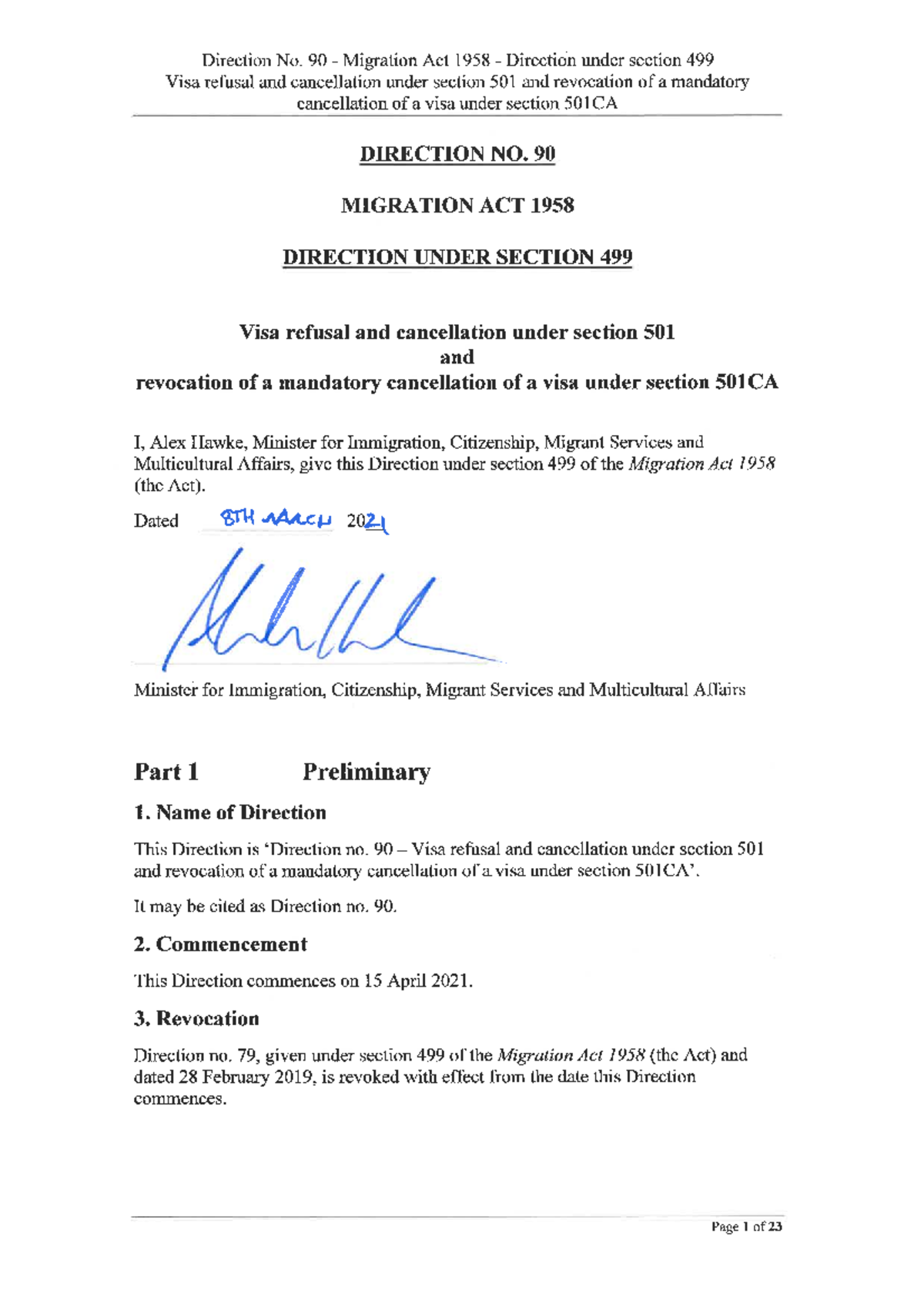 Ministerialdirectionno90 Character test 076048 Studocu