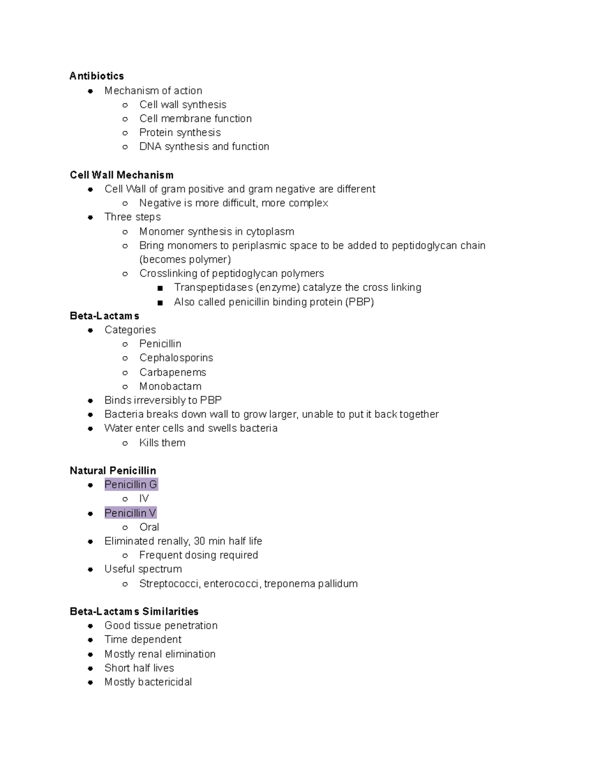 Infectious Disease Part 5 - Antibiotics Mechanism of action Cell wall ...