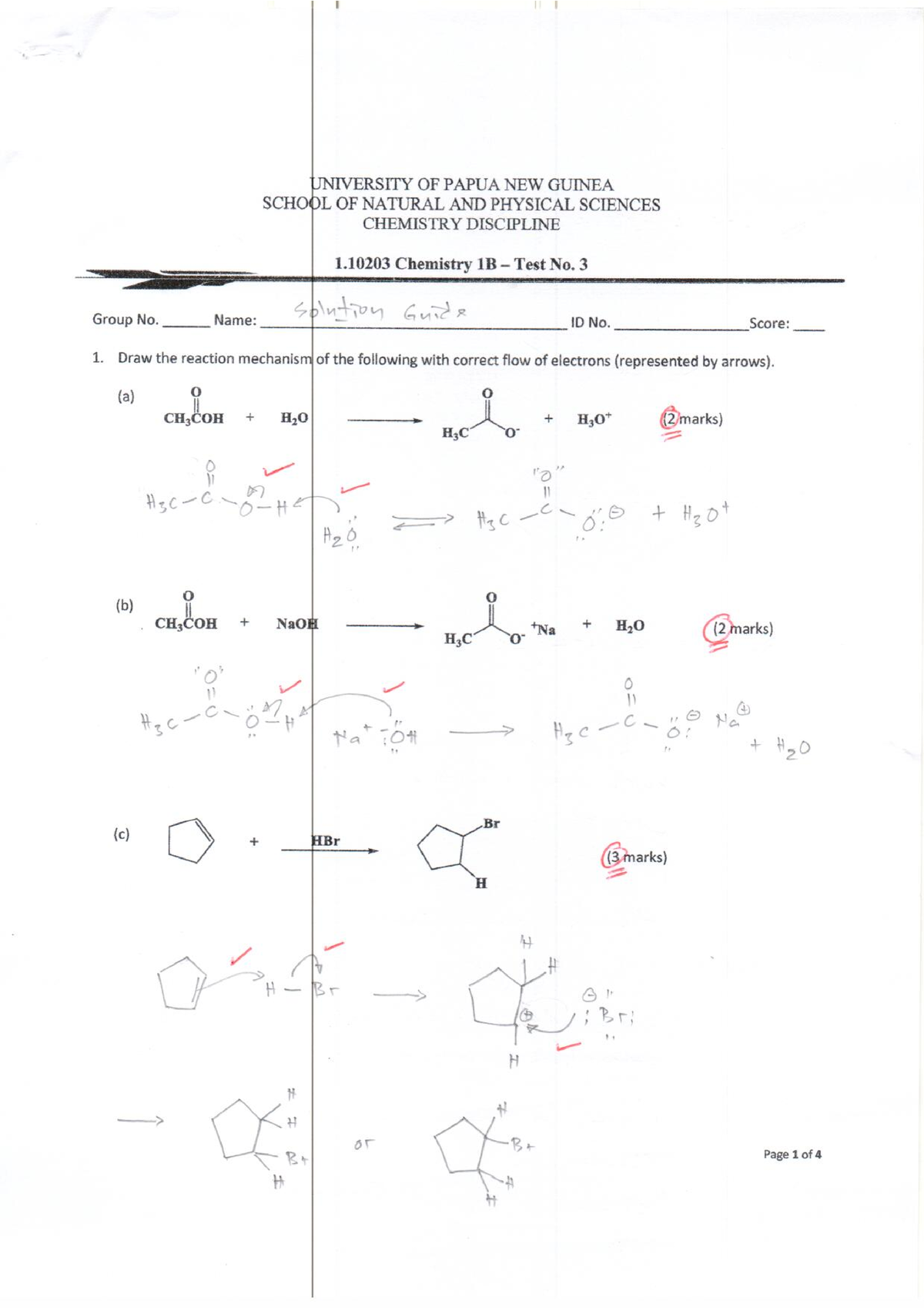 Chem 1B Test No - Chemistry 1B Test 3 Solutions - Studocu