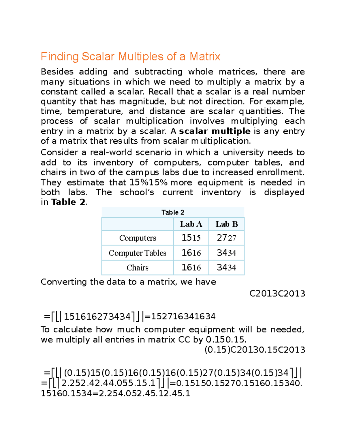 8-1 Reading and Participation Activities Matrices and Matrix Operations ...