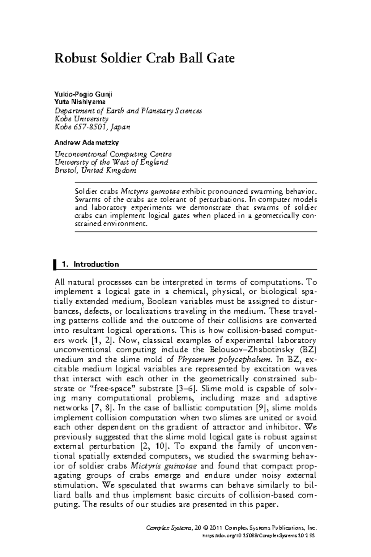 Robust gates from soldier crabs EE 5381 Studocu