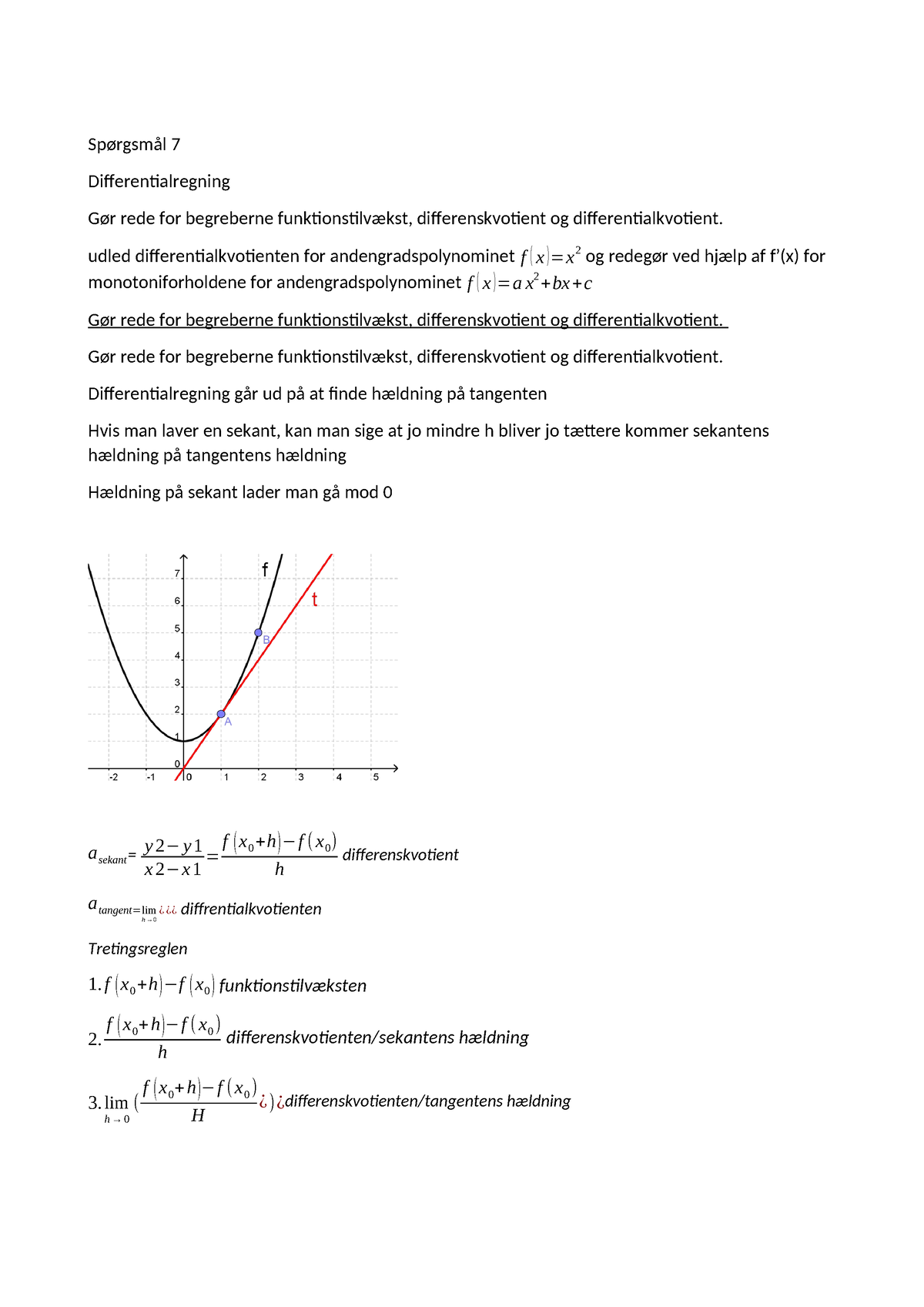 7. Differentialregning Bevis - Spørgsmål 7 Differentialregning Gør Rede ...