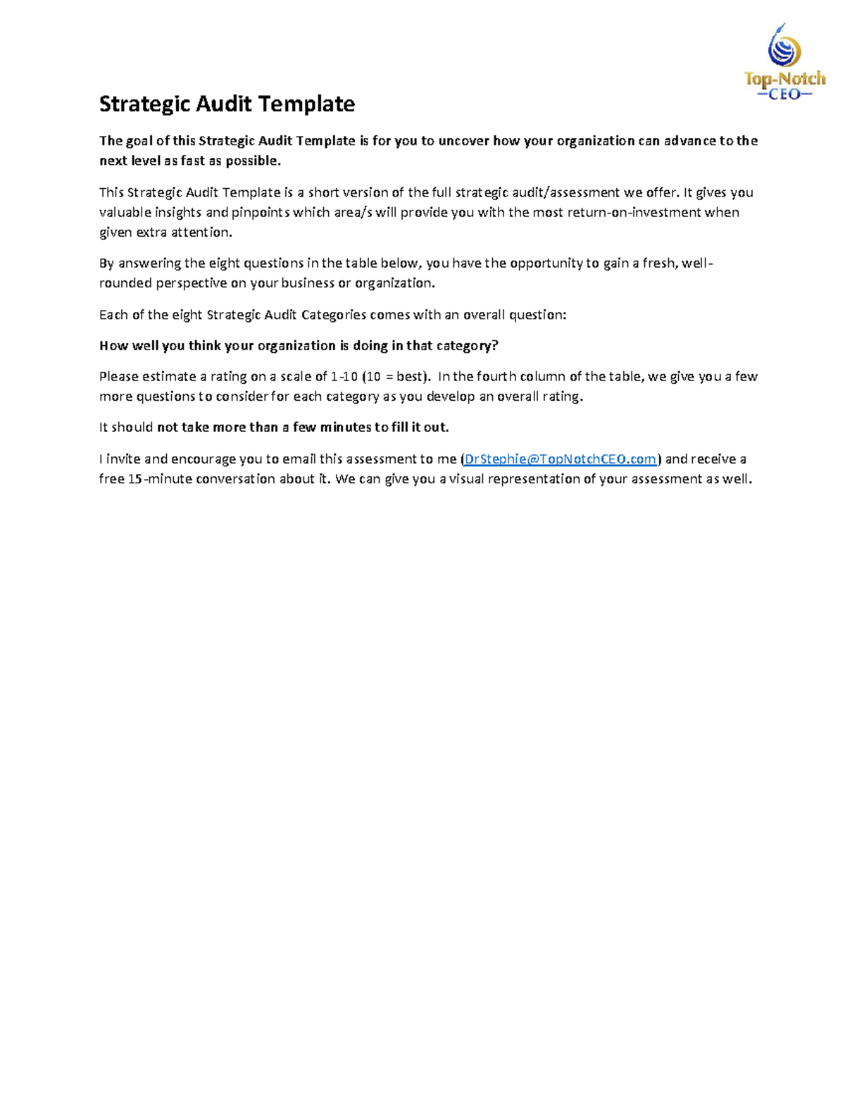 StrategicAssessmentChecklistsCase Study Analysis Strategic Audit