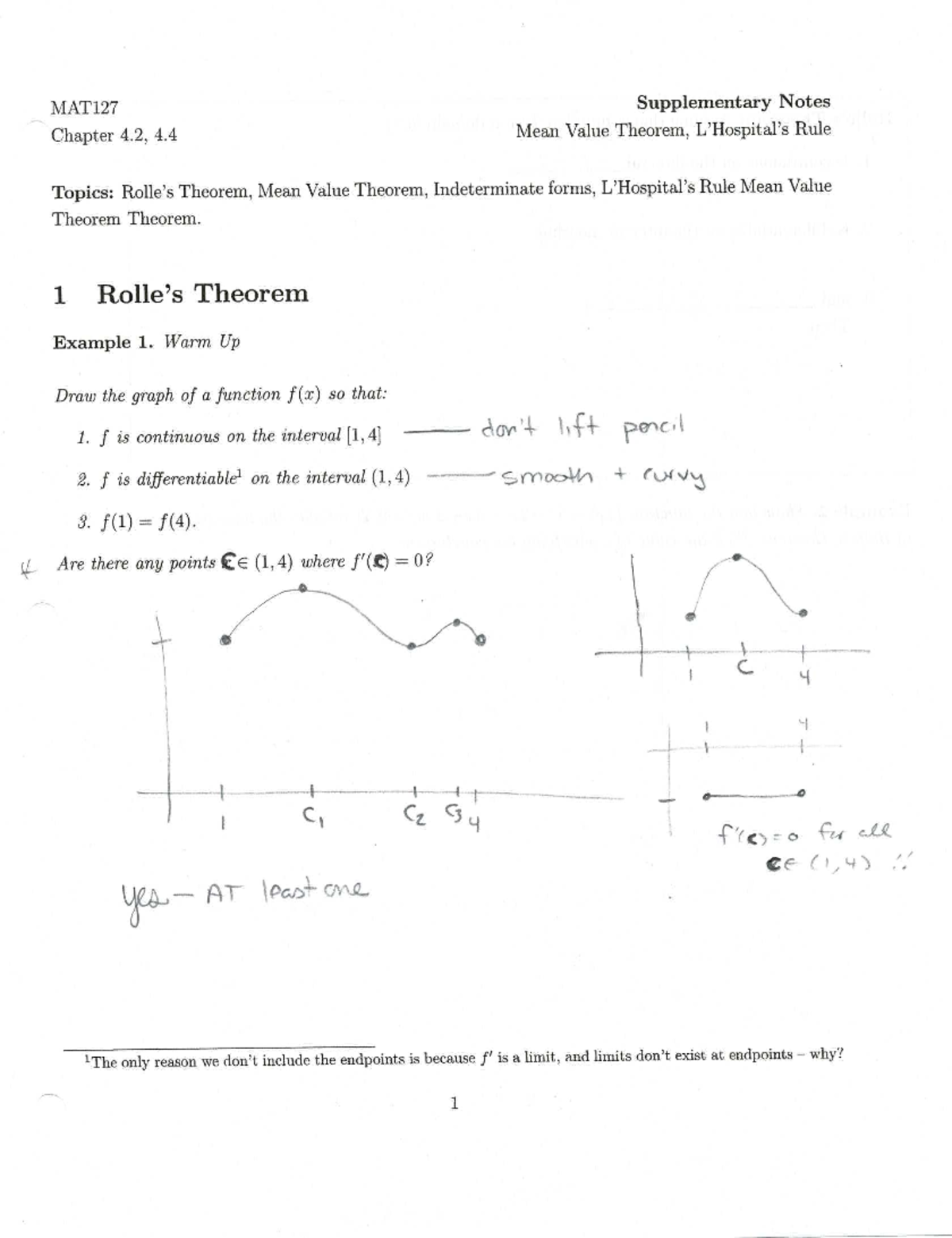 4 - Professor annotated notes about Mean Value Theorem and L'Hospital's ...