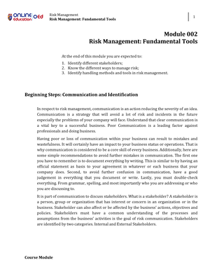 Module 005 The Risk Management Function And Process - Risk Management ...