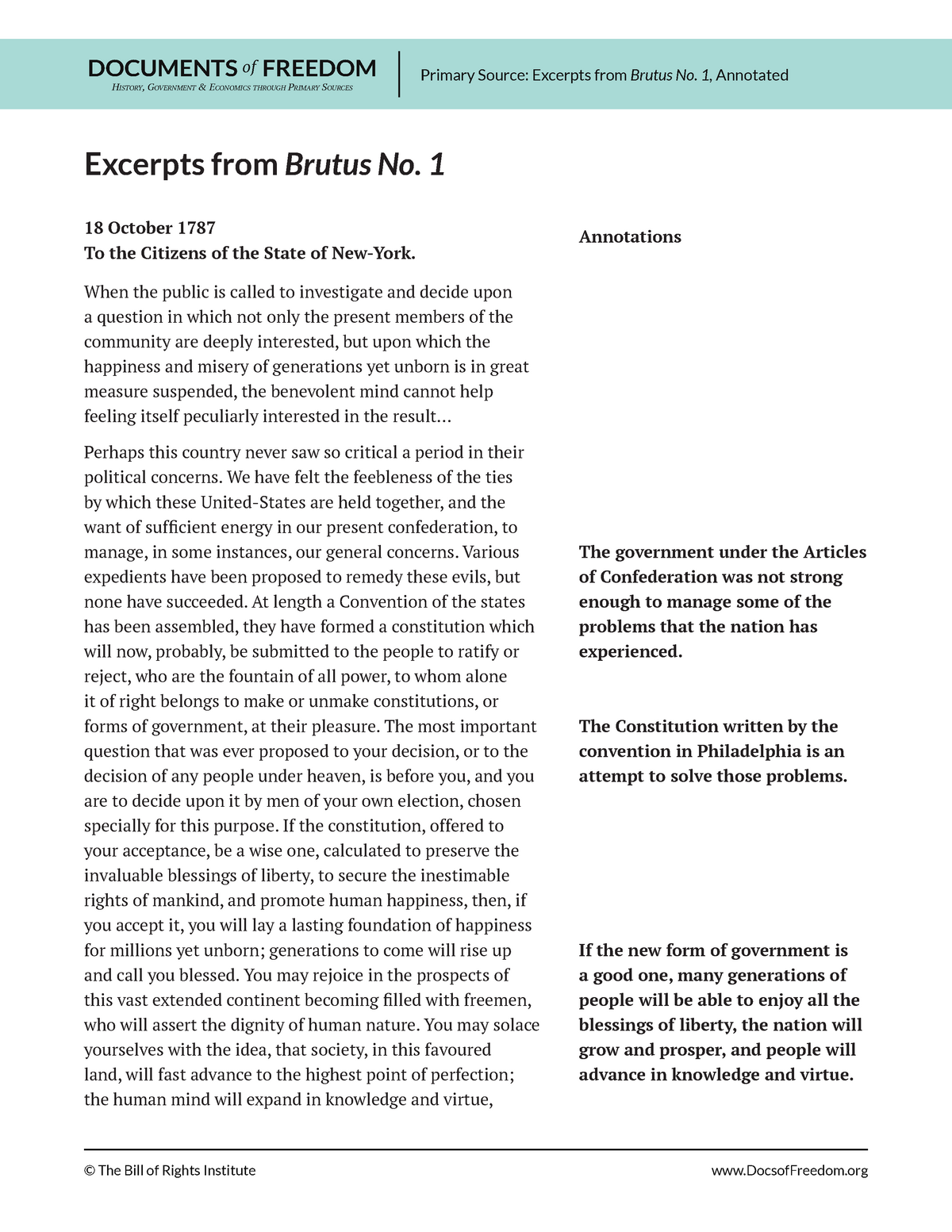 brutus essay 1 summary