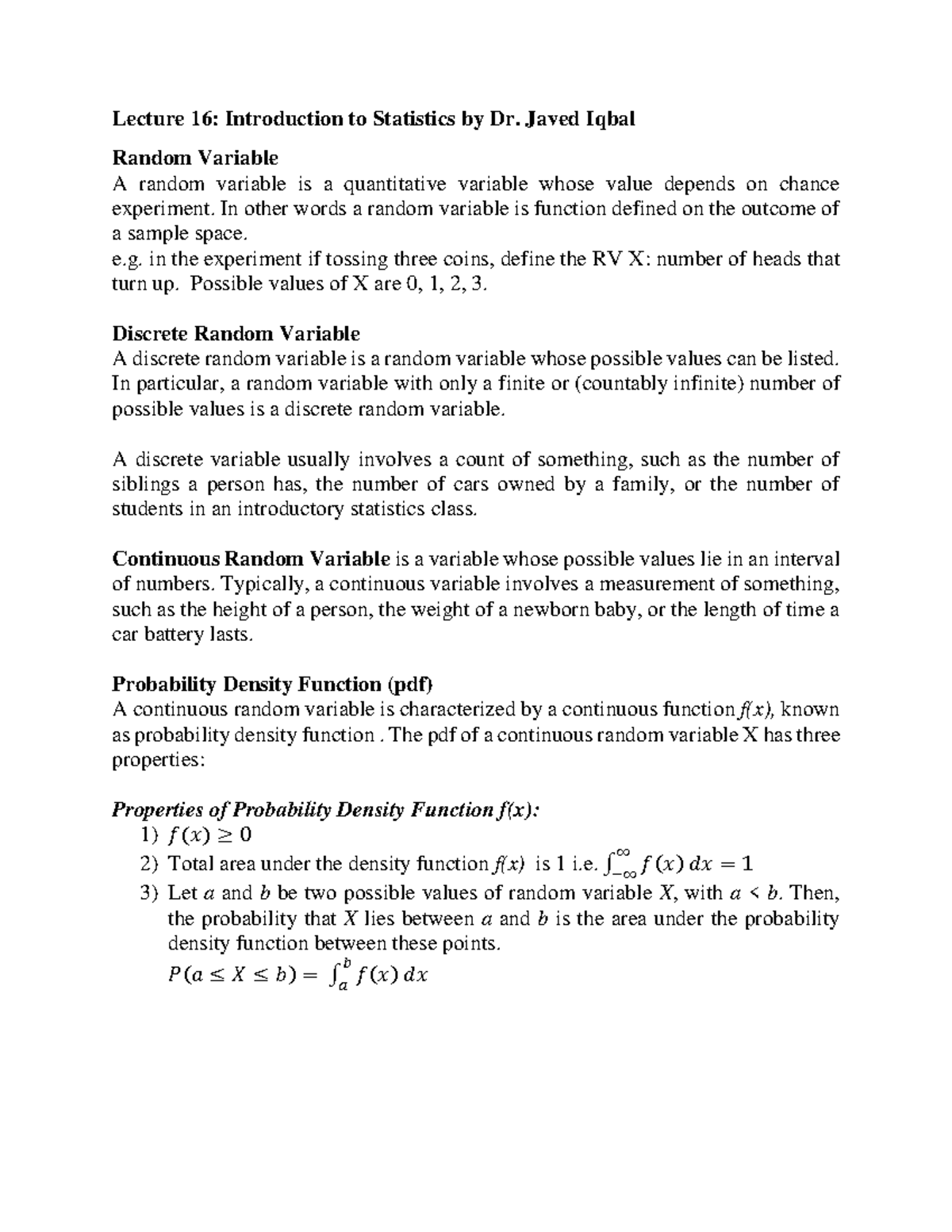 Lec16 - these are notes - Lecture 1 6 : Introduction to Statistics by ...
