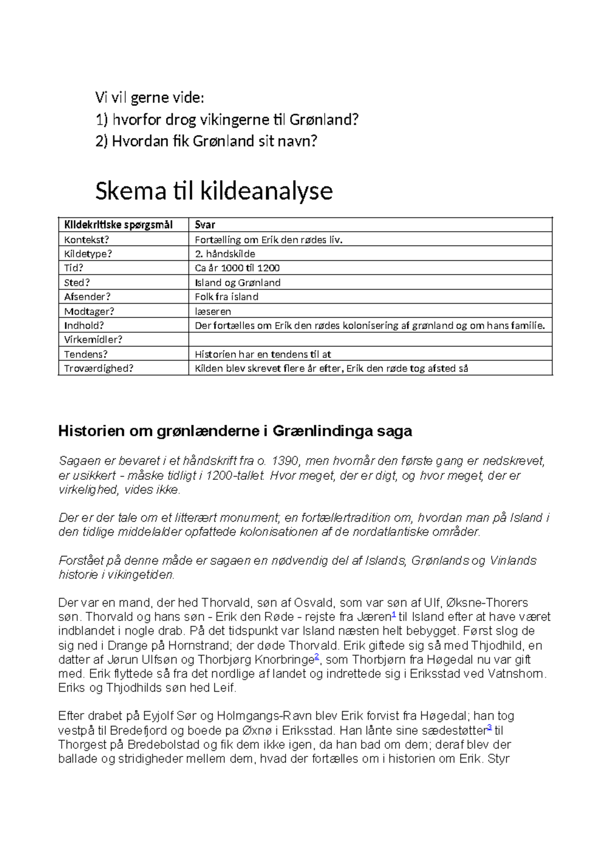 Kilde islandsk saga om Gr%C3%B8nland med kildeskema - Vi vil gerne vide ...