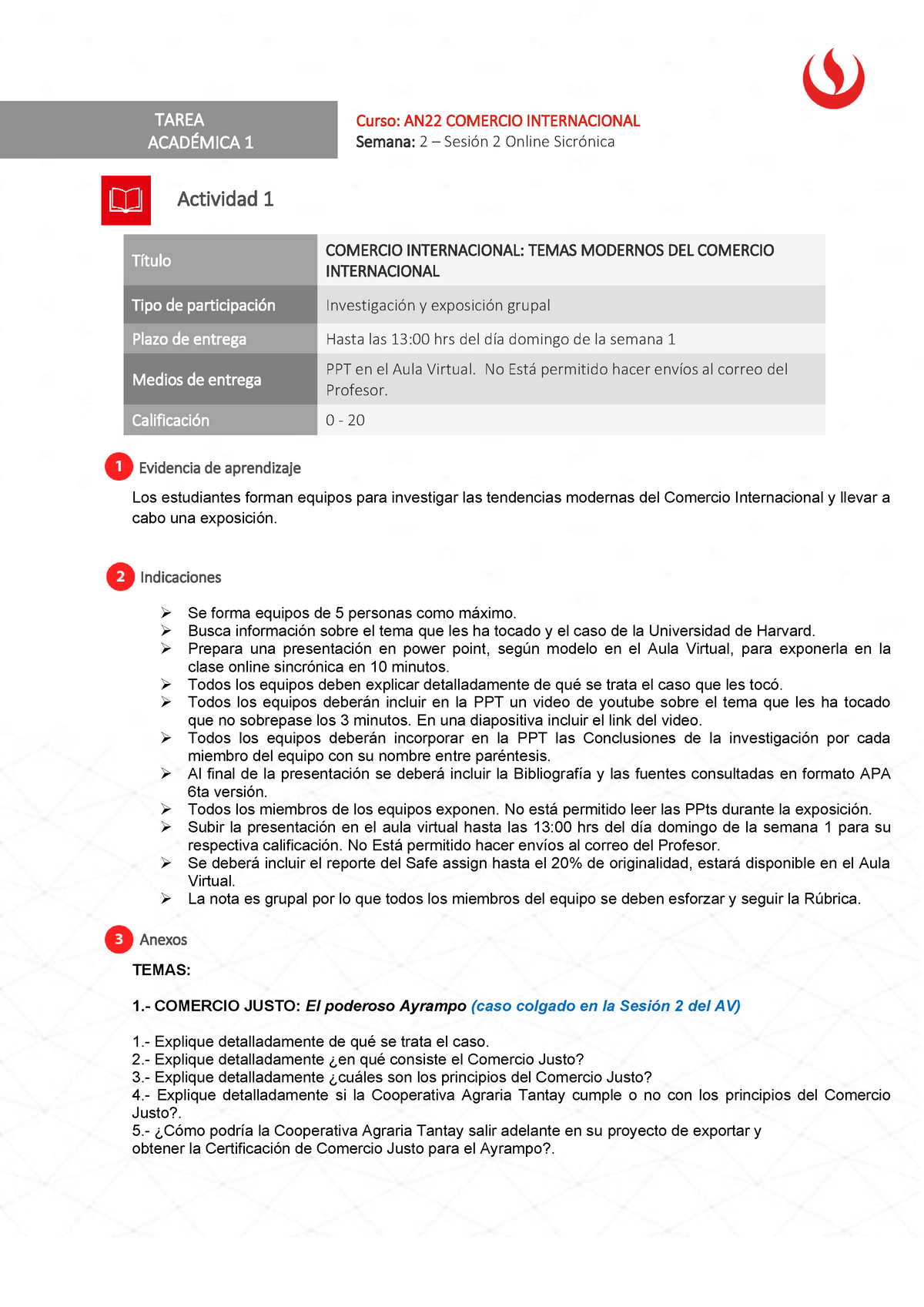 Tarea Académica 1 AN22 Comercio Internacional 2021(1) - Los Estudiantes ...