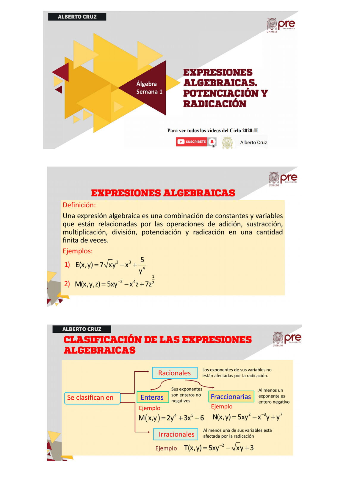 Álgebra SEMANA 1 Centro Pre - Algebra Lineal - Studocu