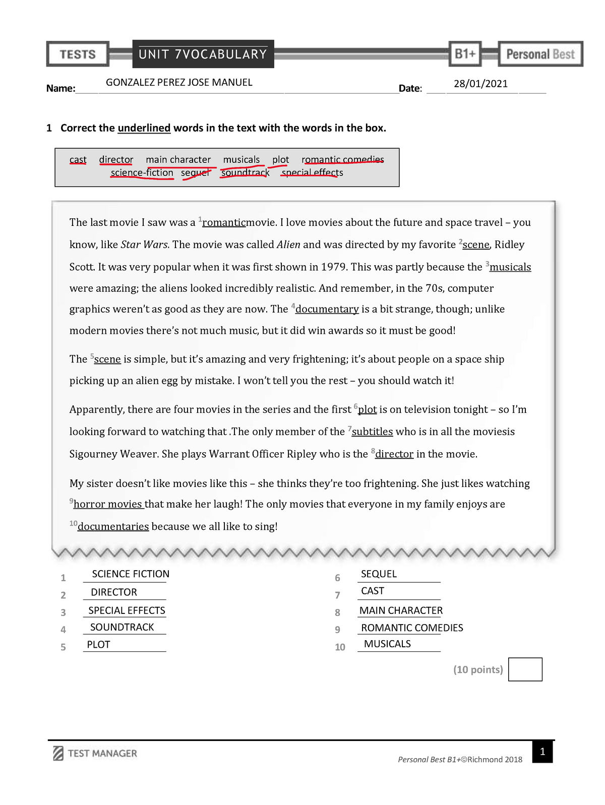 Part 1 - Apuntes 3-4 - Unit 7vocabulary Personal Best B1+ ©richmond 