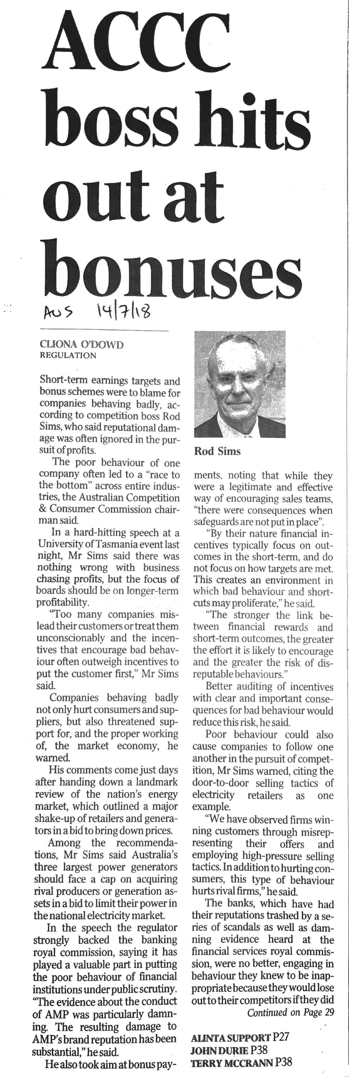 ACCC boss hits out bonuses-1 - 022420 - Studocu