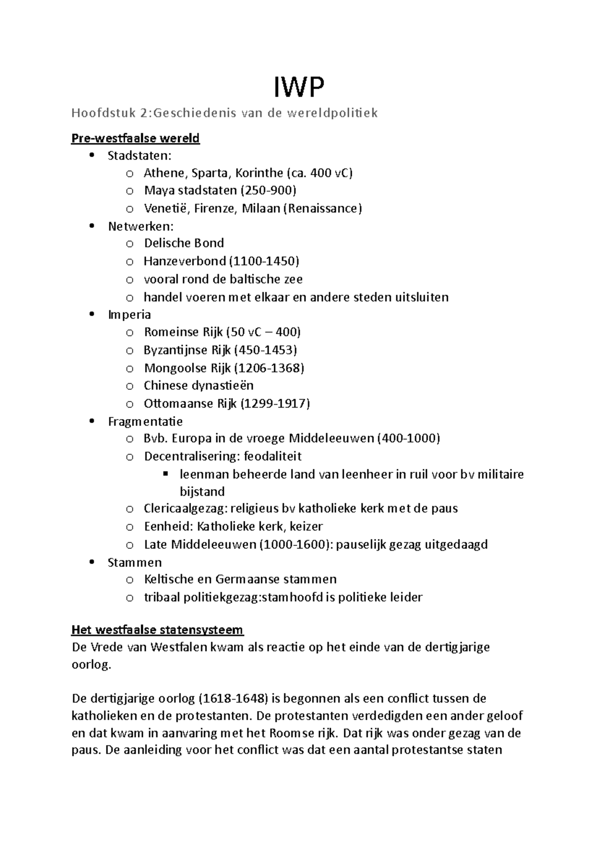 IWP Samenvatting Compleet - IWP Hoofdstuk 2:Geschiedenis Van De ...