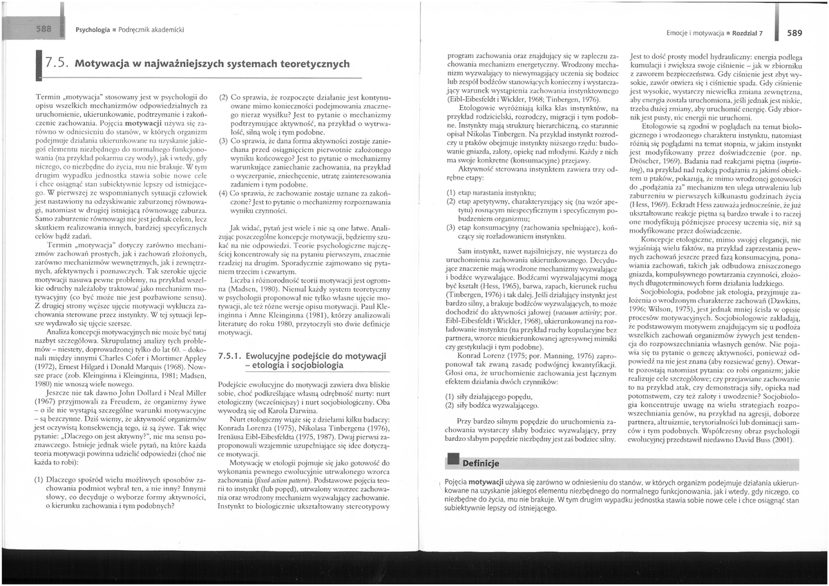 Doliński, D. Strelau, J. 2008 ). Psychologia. Podręcznik akademicki