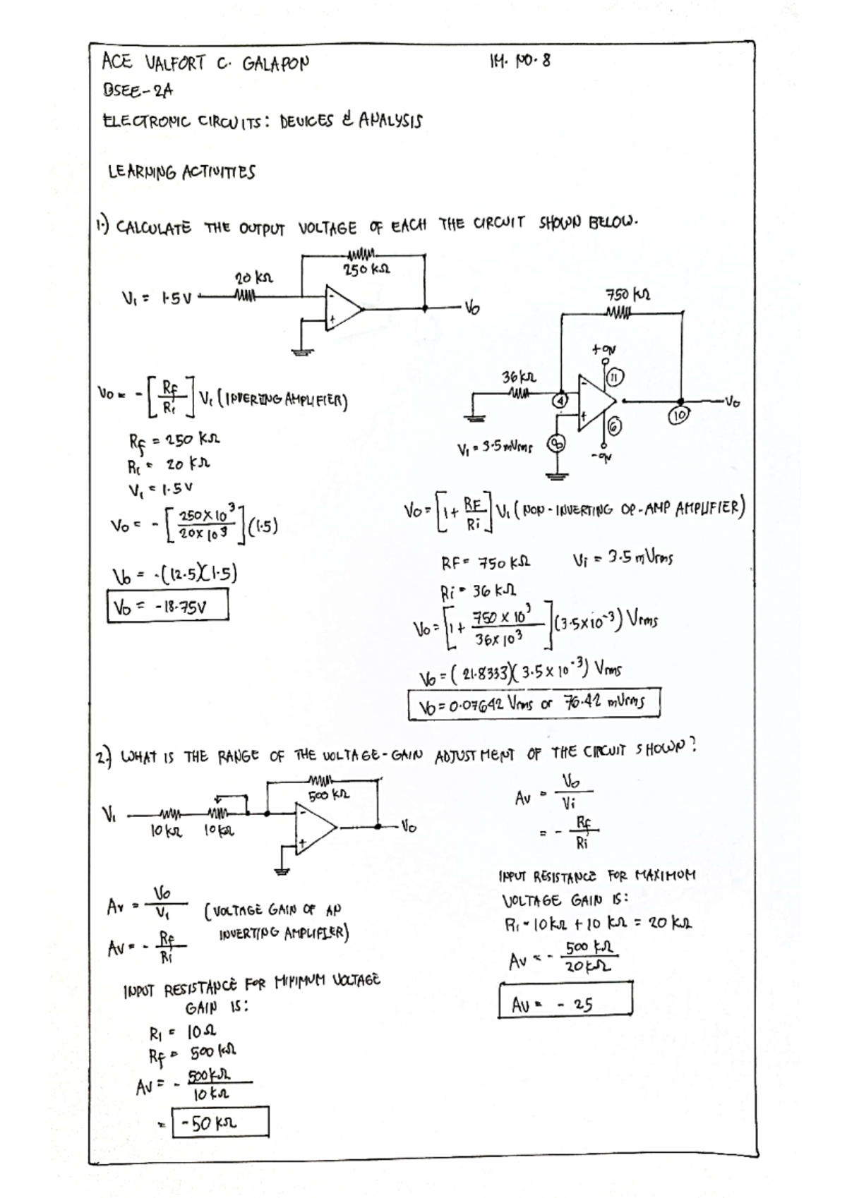 IM8 Galapon ECE01 2 Ndsem 2020 2021 - Bachelor of Electronics and ...