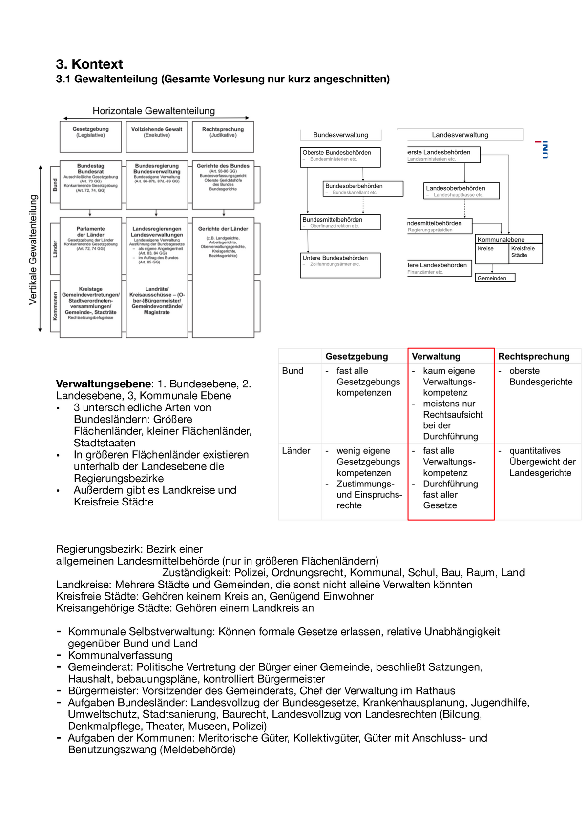 Zusammenfassung Vorlesung Kontext - 3. Gewaltenteilung (Gesamte ...