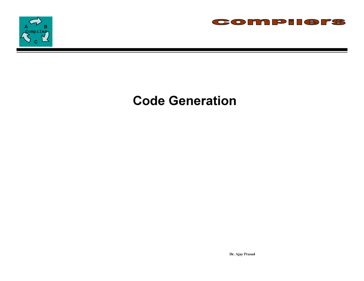 Compiler Design - Unit 5 - B C Code Generation B C B C Code Generator ...