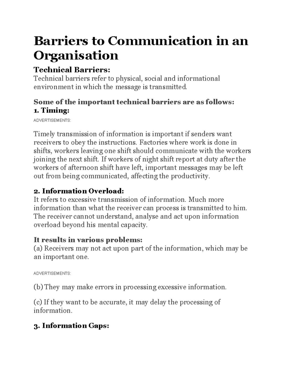 Barriers to Communication in an Organisation - Barriers to ...