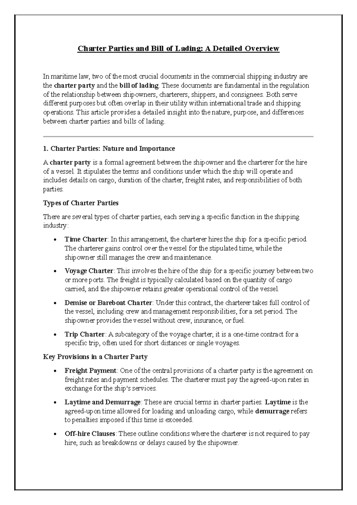 CP and Bill of lading - jculyjfi.u,gk - Charter Parties and Bill of ...