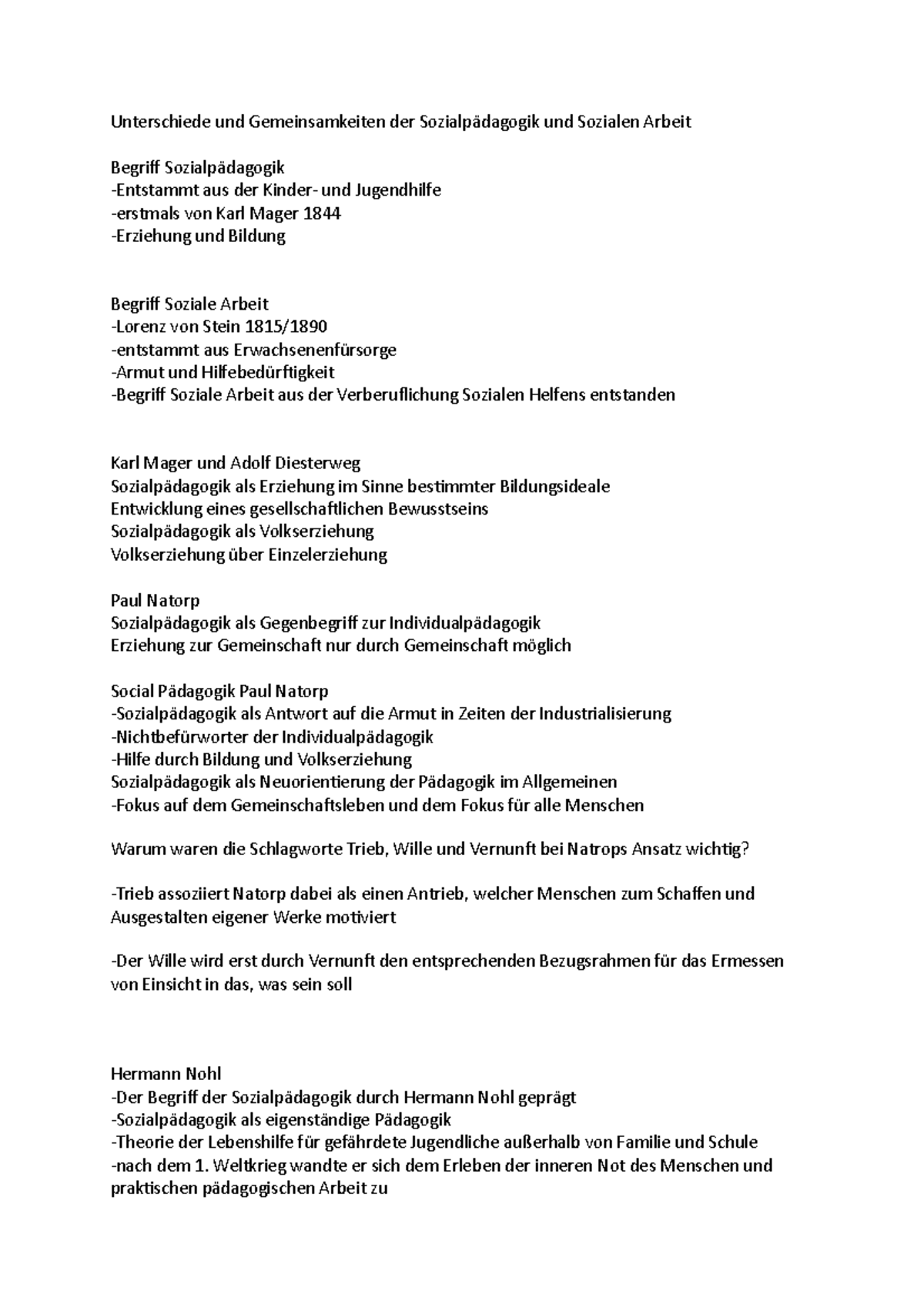 Soziale Arbeit Sozialpädagogik Unterschied Karteikarten - Unterschiede und Gemeinsamkeiten der Sozialpädagogik und