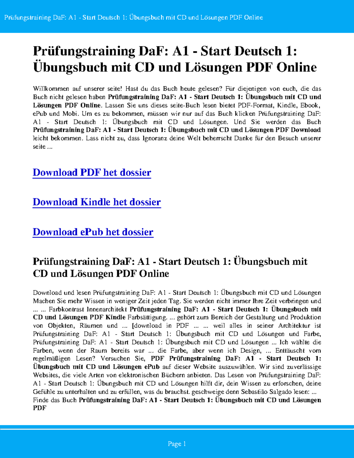 Pdfcoffee - Jjj - Prüfungstraining DaF: A1 - Start Deutsch 1 ...