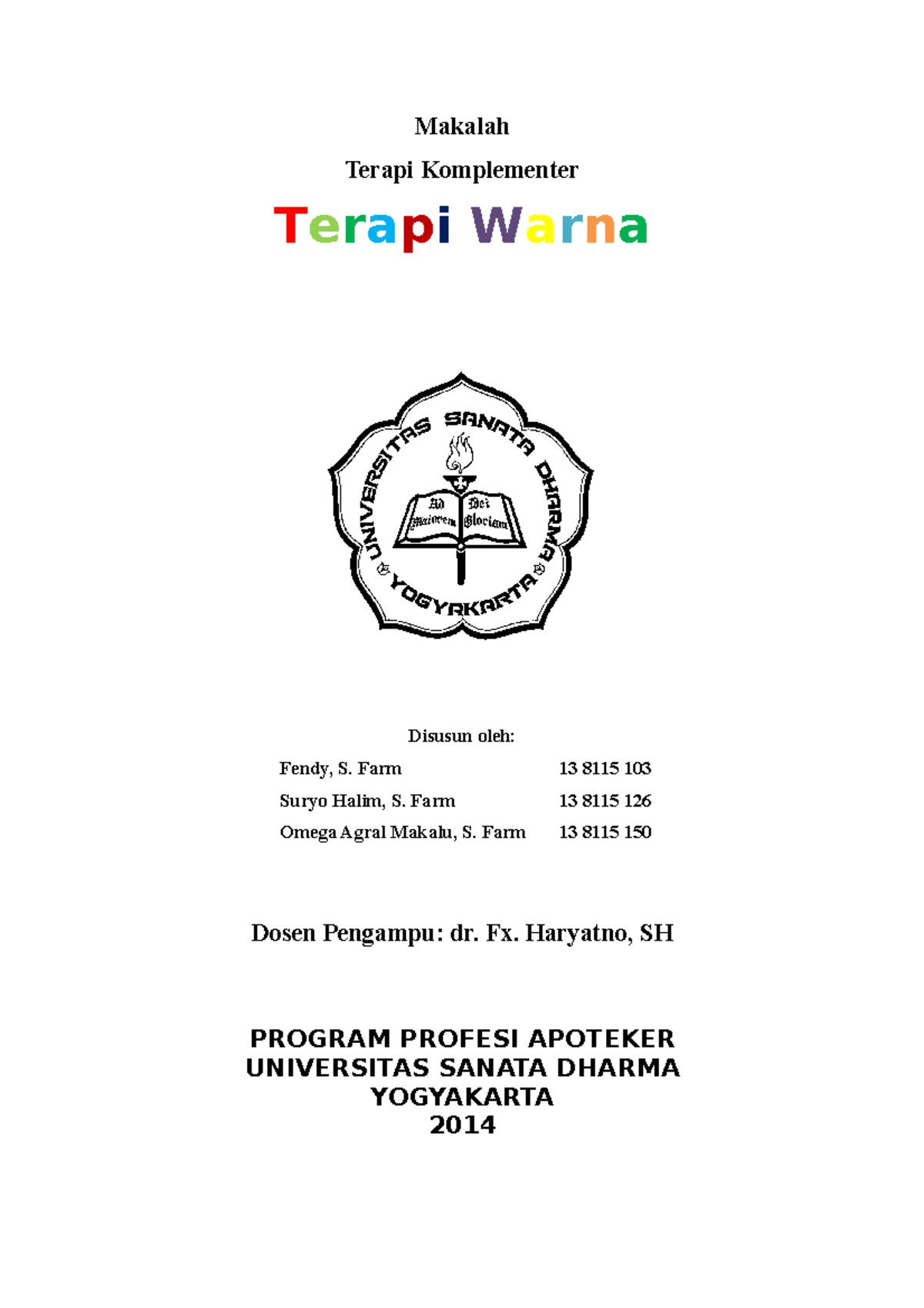 Makalah Terapi Warna - Complementary Therapy Papers: Color Therapy ...