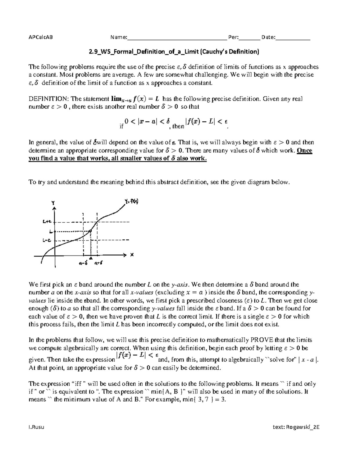 Limits at infinity - I text: Rogawski_2E APCalcAB Name ...