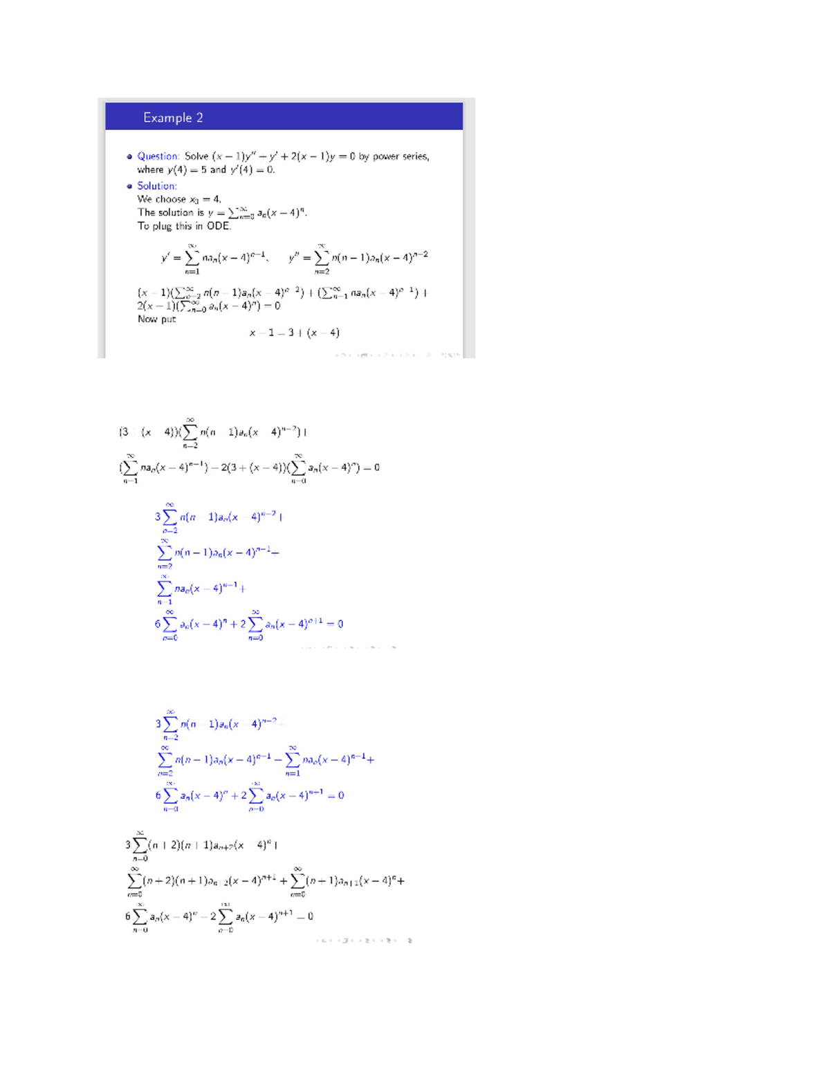 Power series, solution example 2, last class - GENG 8010 - Example 2 ...