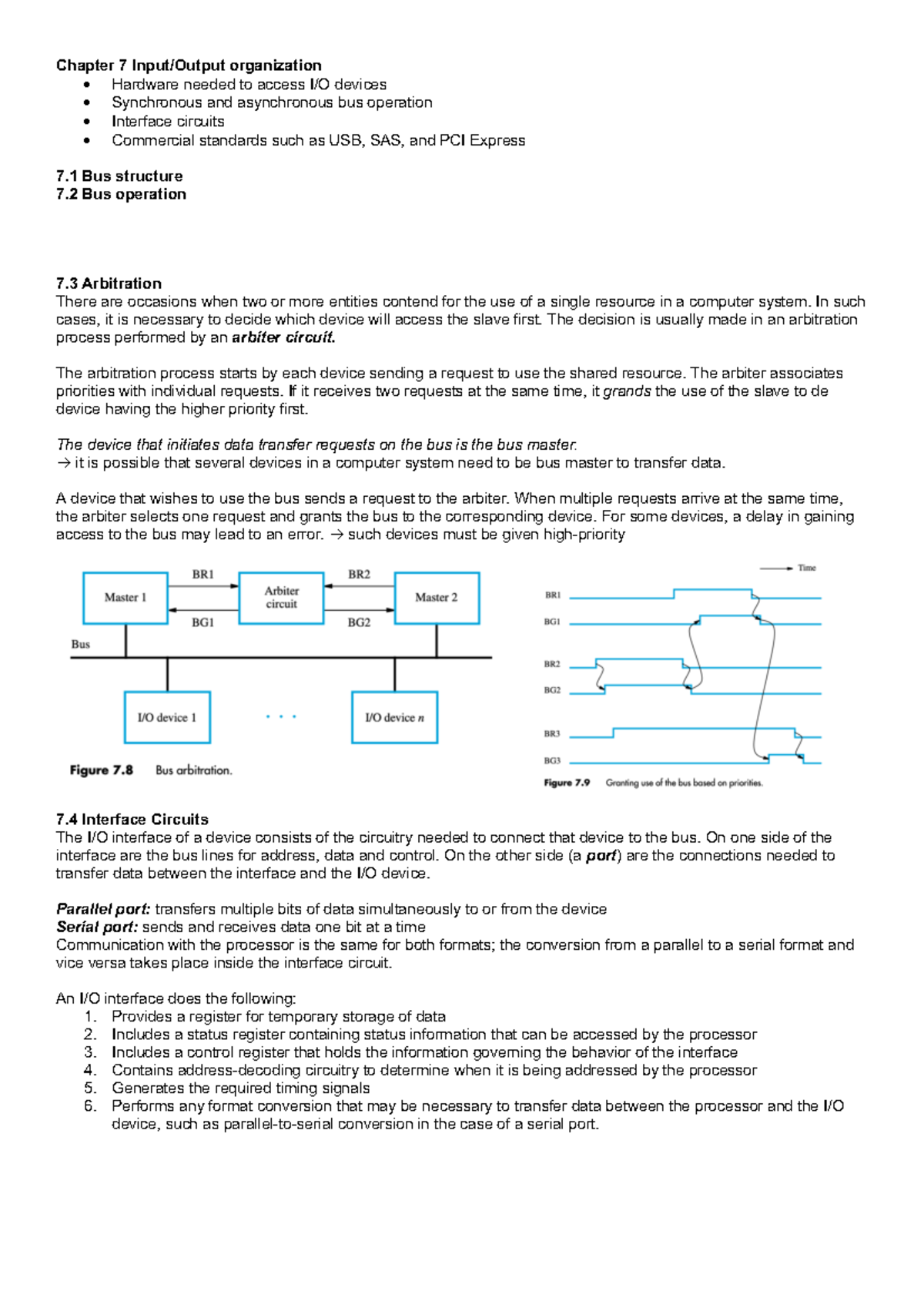 Chapter 7 Input Summary Computer Organization - Chapter 7 Input/Output ...