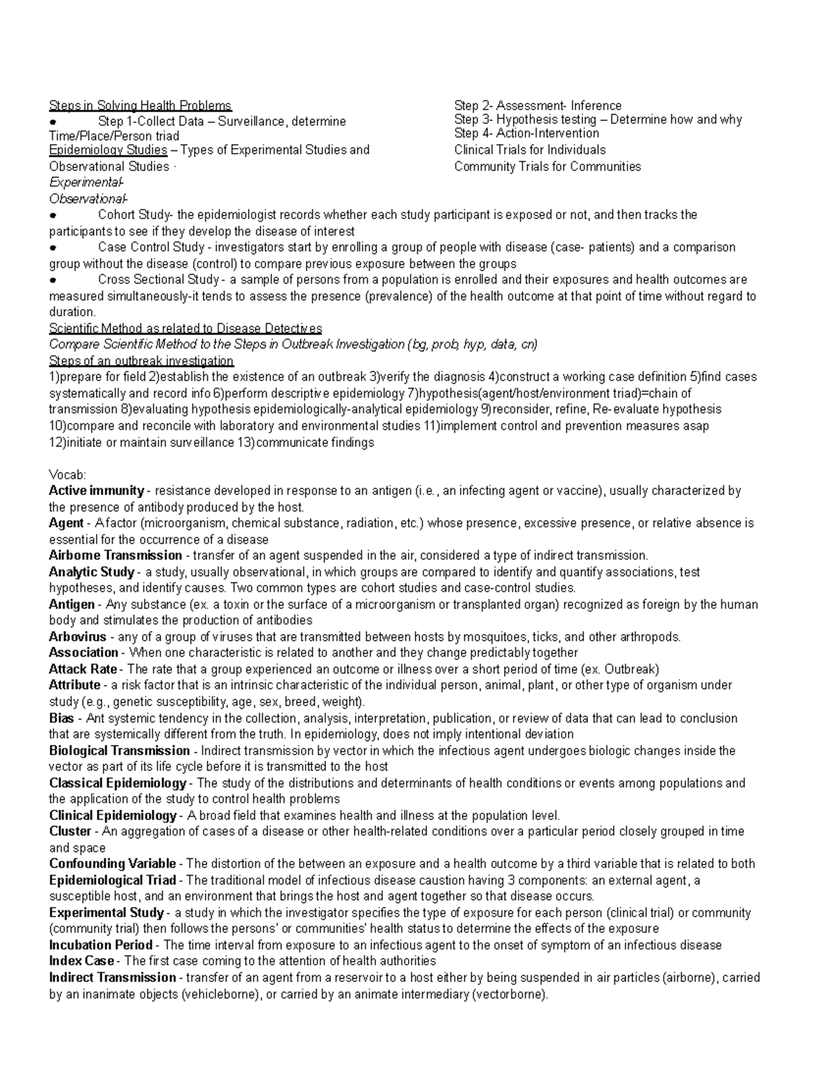 Disease detectives science olympiad notes steps in solving health