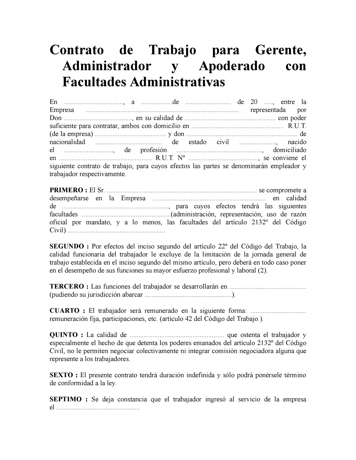 Contrato-de-trabajo-para-gerente-administrador-y-apoderado-con-facultades- administrativas compress - Studocu