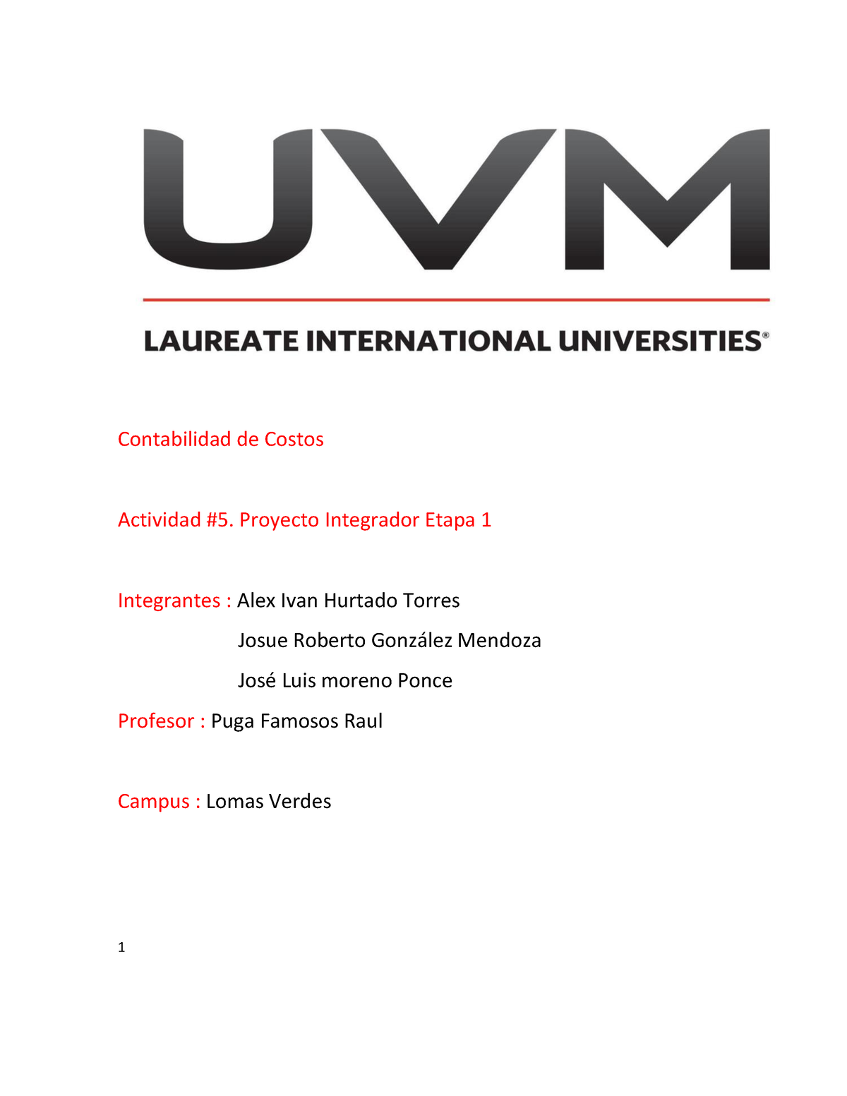Conta Proyecto 5 Contabilidad De Costos Actividad 5 Proyecto Integrador Etapa 1 Integrantes 3736