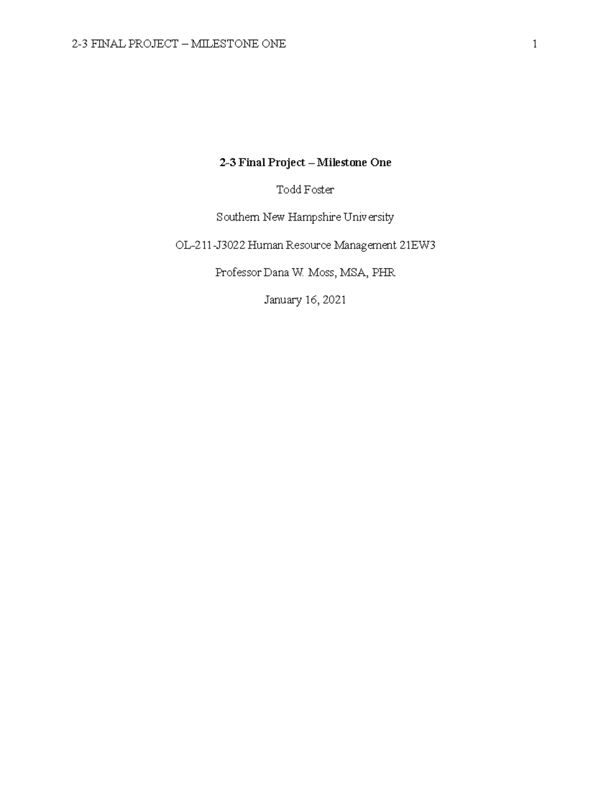 2-3 Final Project - Milestone One - 2-3 Final Project – Milestone One ...