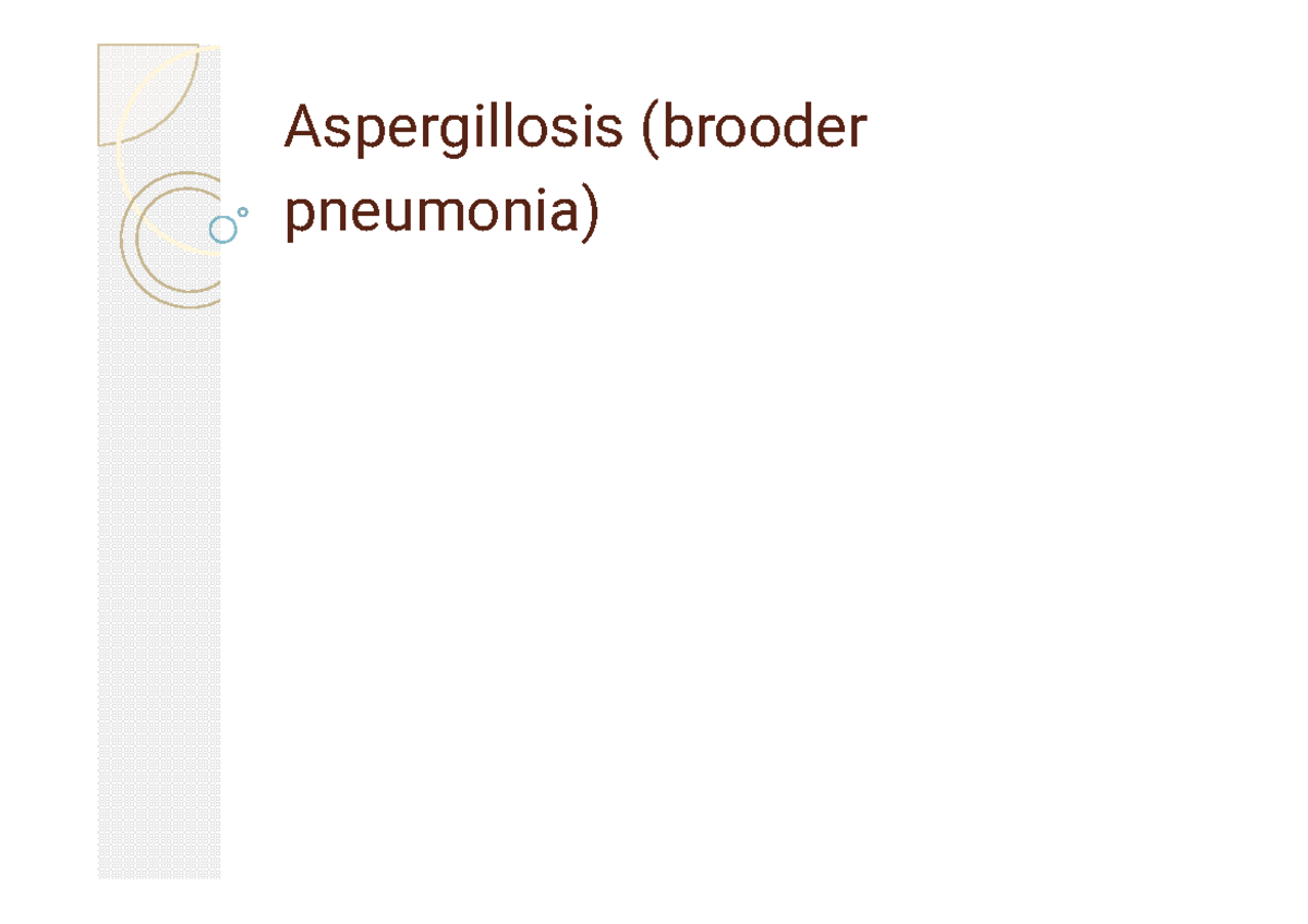 Avian aspergillosis - Veterinary notes - Aspergillosis (brooder ...